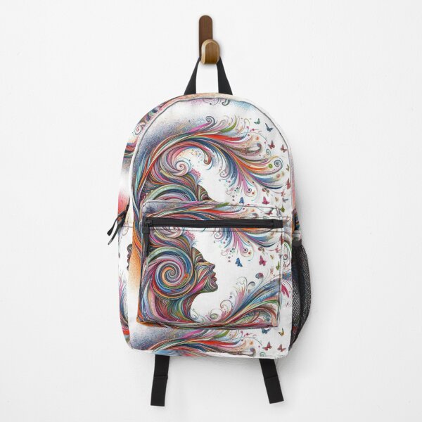 Item preview, Fairy face and butterfly's in a spiral whirlpool of colors sketch abstract art designed and sold by ZulryLifestyles.