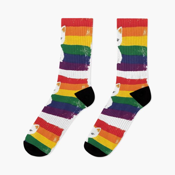 Artikelvorschau, Süße weiße Kätzchen Katze mit Grunge Pride Flag Hintergrund entworfen und verkauft von PrideFlagMerch.