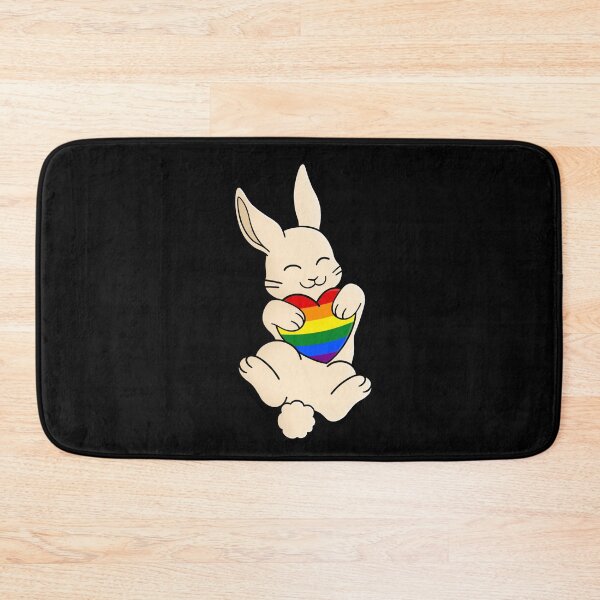 Item preview, Cute Happy White Rabbit Holding a LGBTQIA+ Flag Heart designed and sold by AroAxel.