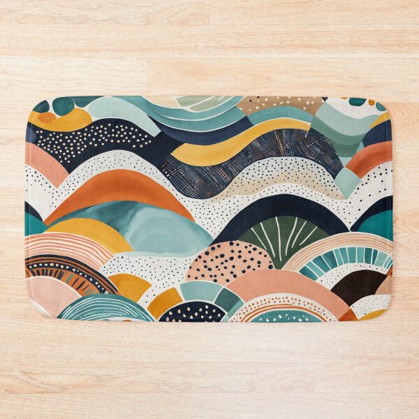 Item preview, Contemporary Abstract Painting in Watercolor Painting, Repeating Dots, waves, Curvy & Circle Shape, Black Navy Orange designed and sold by MyArt23.