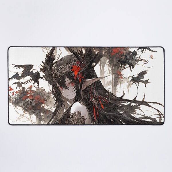 Item preview, Red and Black Dark Fantasy Anime Girl designed and sold by bubblegoth.