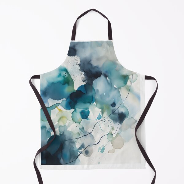 Item preview, Green and Blue Watercolor Abstract, Wavy Clouds, Chaotic Thoughts Wall Art designed and sold by Lightweav.