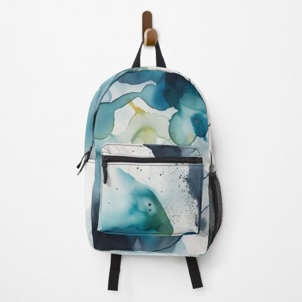 Item preview, Green and Blue Watercolor Abstract, Wavy Clouds, Chaotic Thoughts Wall Art designed and sold by Lightweav.