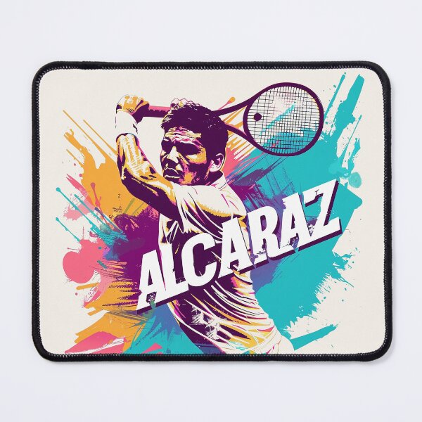 Item preview, Dynamic Tennis Star Alcaraz Action Splash Art designed and sold by Retro Travel Design.