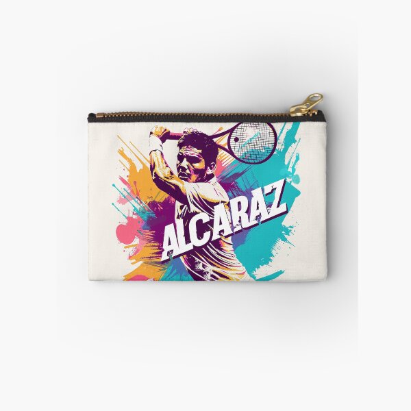 Artikelvorschau, Dynamischer Tennisstar Alcaraz Action Splash Art entworfen und verkauft von Retro Travel Design.