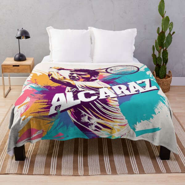 Item preview, Dynamic Tennis Star Alcaraz Action Splash Art designed and sold by Retro Travel Design.