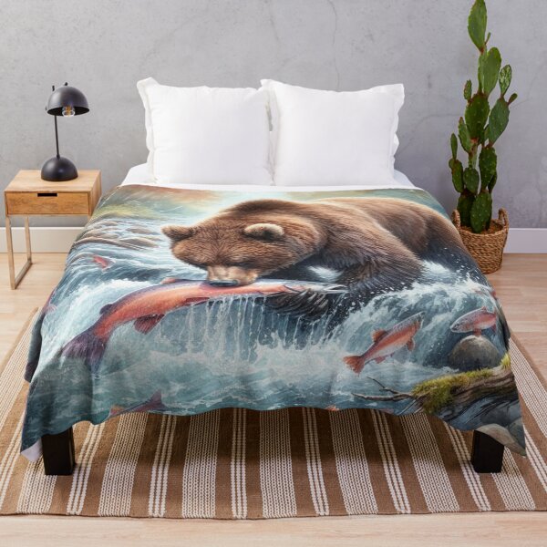 Item preview, Bear catching Salmon designed and sold by BeeTheArtCo.