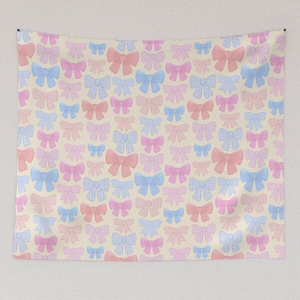 Item preview, Colourful cute girly pink, coral and blue bows designed and sold by Lindsay Marie Patterns.
