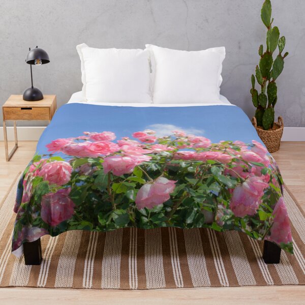Item preview, Pink rose bush under blue sky designed and sold by MarionsArt.