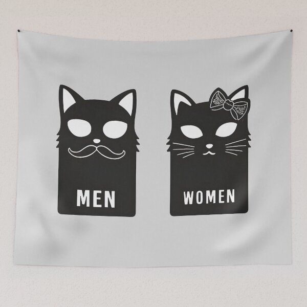 Item preview, Original Cat Bathroom Door Signs Funny Restroom Sign Men Women Set designed and sold by Nabucodonoshop.