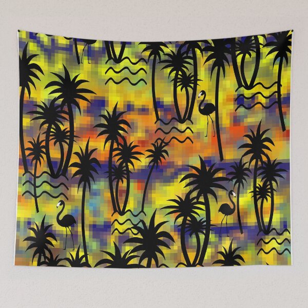 Item preview, Black Flamingos Tropical Palm Trees designed and sold by Sartoris Art.
