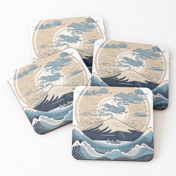 Item preview, Mount Fuji Nautical Dreamscape - Japanese-Inspired Circular Art designed and sold by zoughlal.