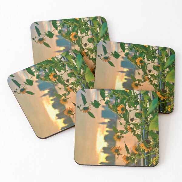 Item preview, Sunflowers at sunset overlook New York City designed and sold by Jetsetting-W-US.