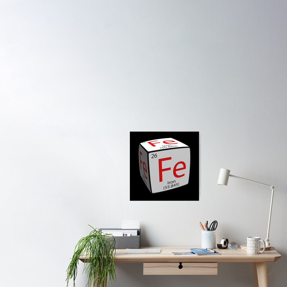 "Chemical element tile. Fe. Iron. Cubed." Poster for Sale by