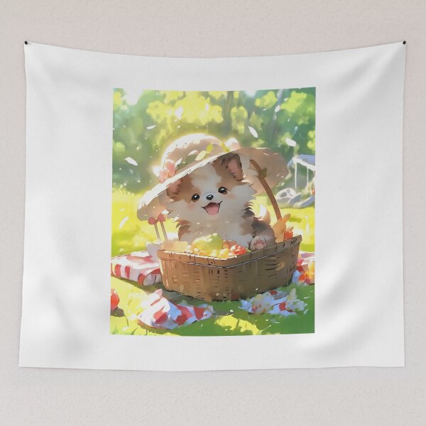 Item preview, cute picnic puppy designed and sold by paintingshouse0.