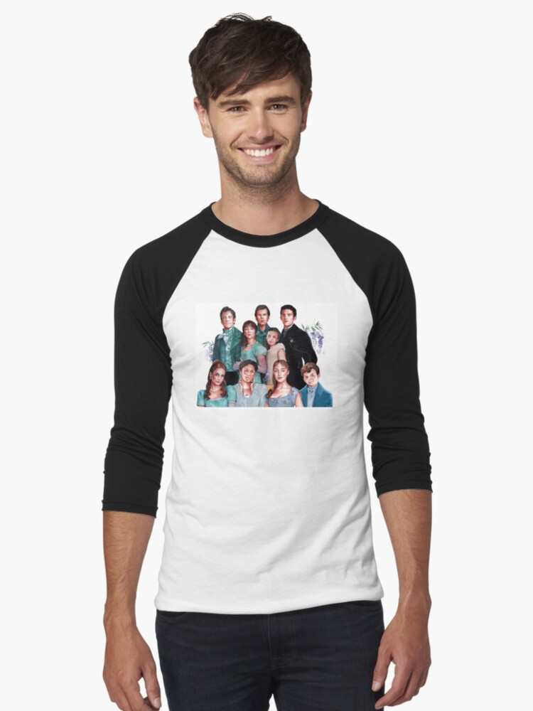Aperçu 1 sur 3. T-shirt baseball manches ¾ avec l'œuvre La famille Bridgerton créée et vendue par laureneportrait.