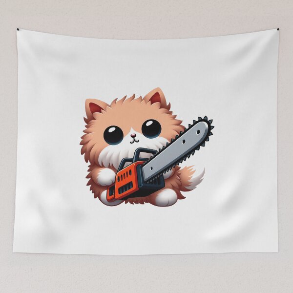 Item preview, Mischievous Kitten with Chainsaw designed and sold by zoughlal.