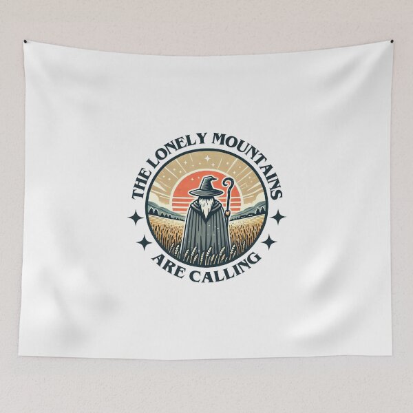 Item preview, The Lonely Mountains Are Calling - Vibrant Sunrise - Badge - Fantasy designed and sold by Fenay Designs.