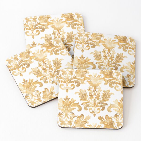 Item preview, SUNFLOWER SWIRLS Watercolor Damask designed and sold by Frenchifique.