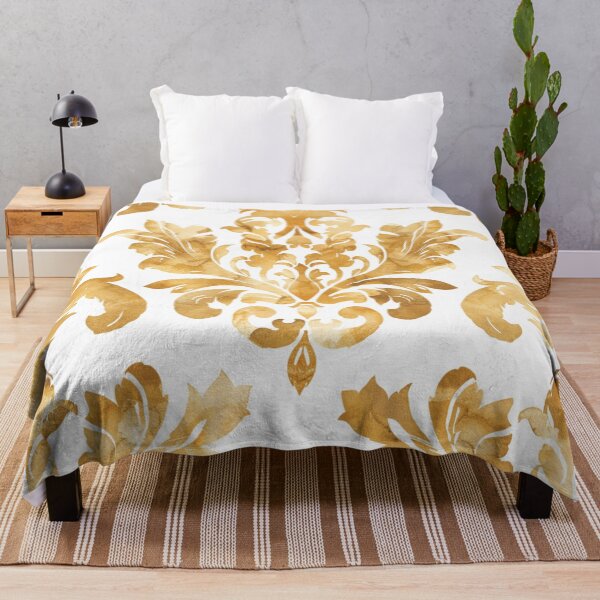 Item preview, SUNFLOWER SWIRLS Watercolor Damask designed and sold by Frenchifique.
