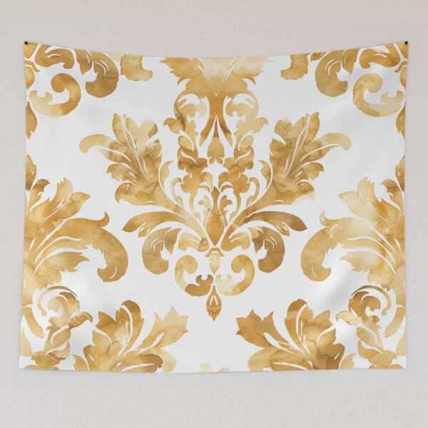 Item preview, SUNFLOWER SWIRLS Watercolor Damask designed and sold by Frenchifique.