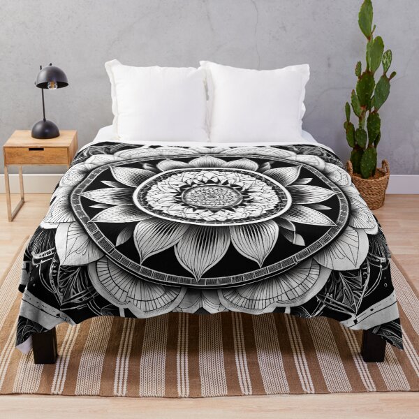 Item preview, Floral Mandala in Black and White designed and sold by MandalasShops.