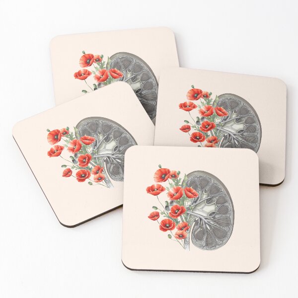 Item preview, Kidney section and floral red poppies: the fragrant symbols of love and renal health! designed and sold by Collagedream.
