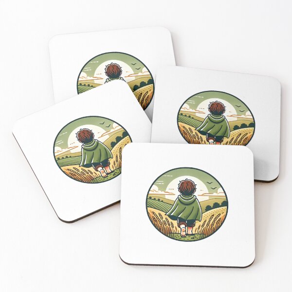 Item preview, Small Adventurer Walks Towards the Sunset - Badge - Fantasy designed and sold by Fenay Designs.