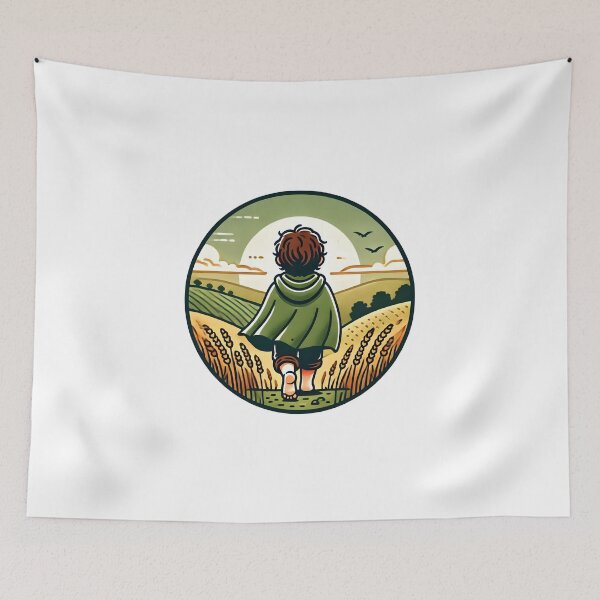 Item preview, Small Adventurer Walks Towards the Sunset - Badge - Fantasy designed and sold by Fenay Designs.