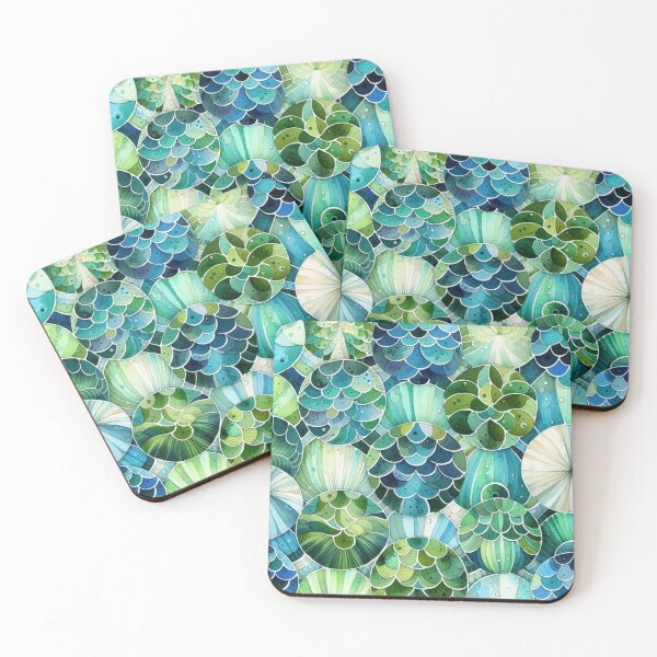 Item preview, Blue And Green Fish Mermaid Tail Scales Print designed and sold by SeaStarMermaids.