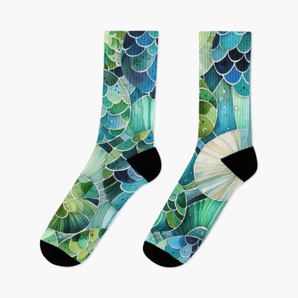 Item preview, Blue And Green Fish Mermaid Tail Scales Print designed and sold by SeaStarMermaids.