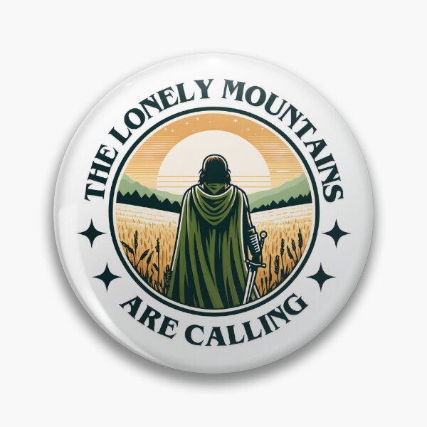 Item preview, The Lonely Mountains Are Calling - Lone Traveller - Badge - Fantasy designed and sold by Fenay Designs.