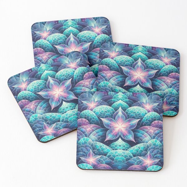 Item preview,  Pink And Teal Blue Mermaid Scales Print Flower Design designed and sold by SeaStarMermaids.