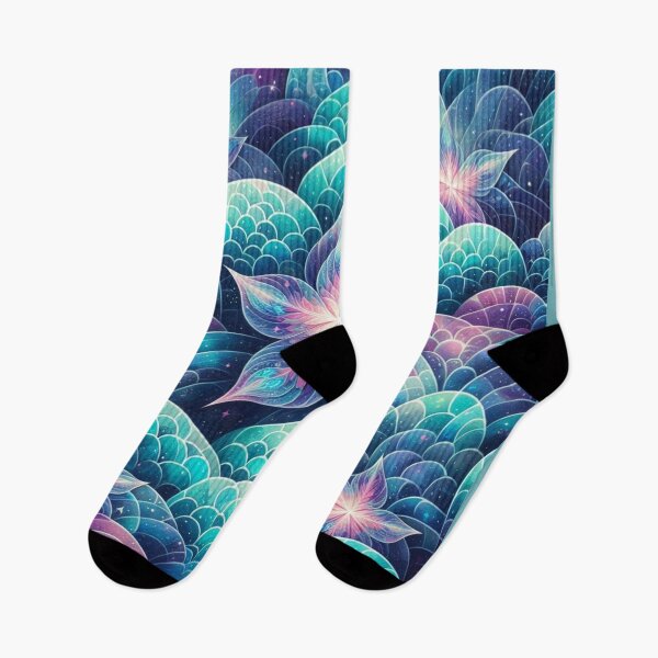 Item preview,  Pink And Teal Blue Mermaid Scales Print Flower Design designed and sold by SeaStarMermaids.