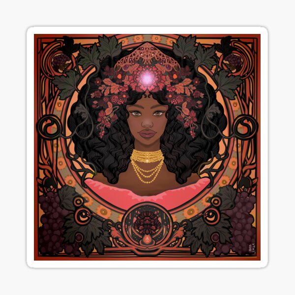 Item preview, Art Nouveau Goddess of Grapes (and wrath) designed and sold by rose-michele.