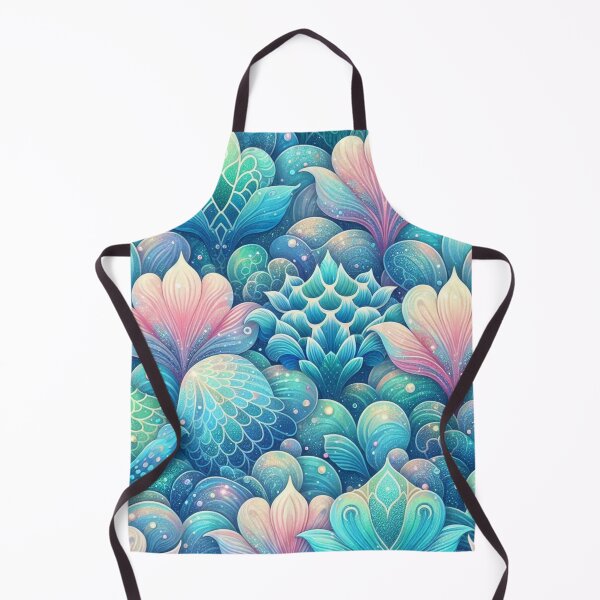 Item preview, Pink And Blue Floral Mermaid Scales Print designed and sold by SeaStarMermaids.