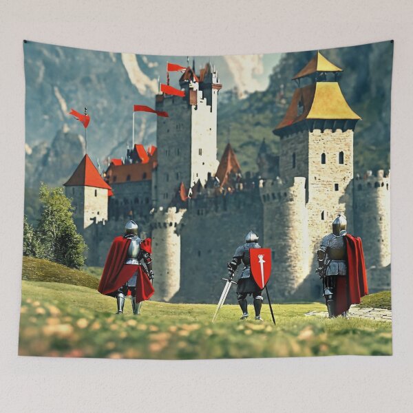 Item preview, knights, castle, Middle Ages, fantasy, cartoon designed and sold by DonnaBlankaArt.