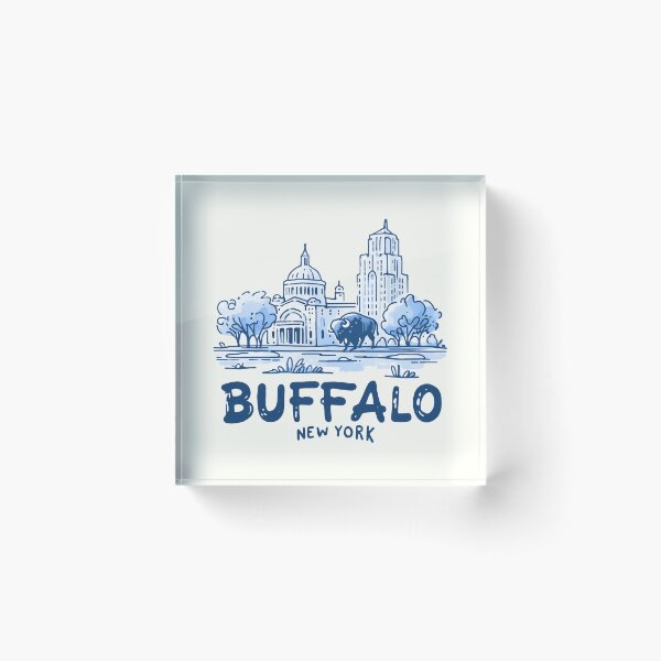 Item preview, Buffalo NY Minimalist Simple Cityscape Blue Art designed and sold by HowToCanadian.