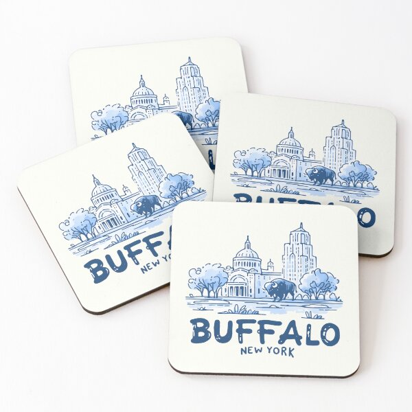 Item preview, Arte minimalista y sencillo de paisaje urbano azul en Buffalo, Nueva York. designed and sold by HowToCanadian.
