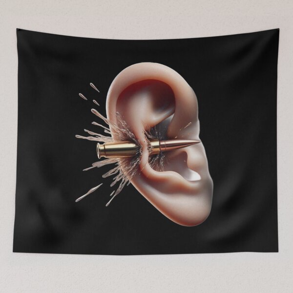 Item preview, Donald Trump's Ear Shot as Symbolic Art designed and sold by Hungry-Murphy.