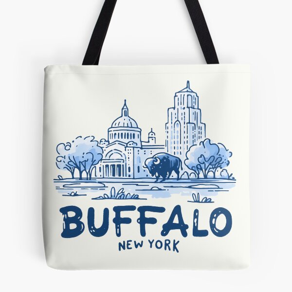 Item preview, Arte minimalista y sencillo de paisaje urbano azul en Buffalo, Nueva York. designed and sold by HowToCanadian.