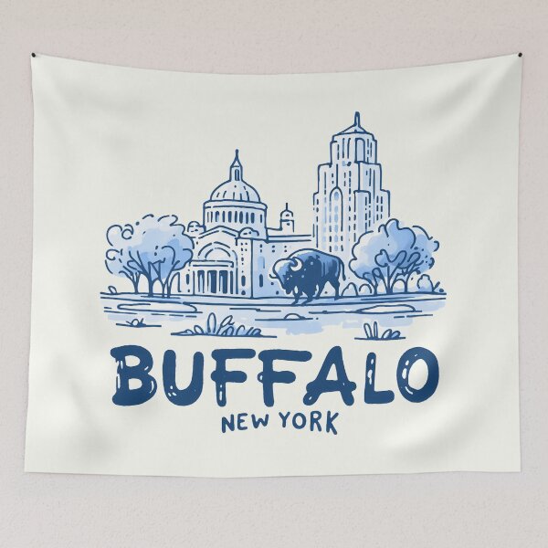 Item preview, Buffalo NY Minimalist Simple Cityscape Blue Art designed and sold by HowToCanadian.