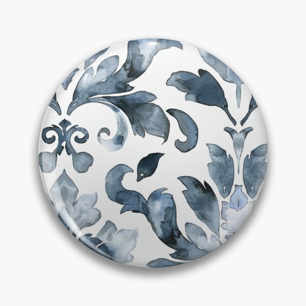 Item preview, AZURE ARABESQUE Watercolor Damask designed and sold by Frenchifique.