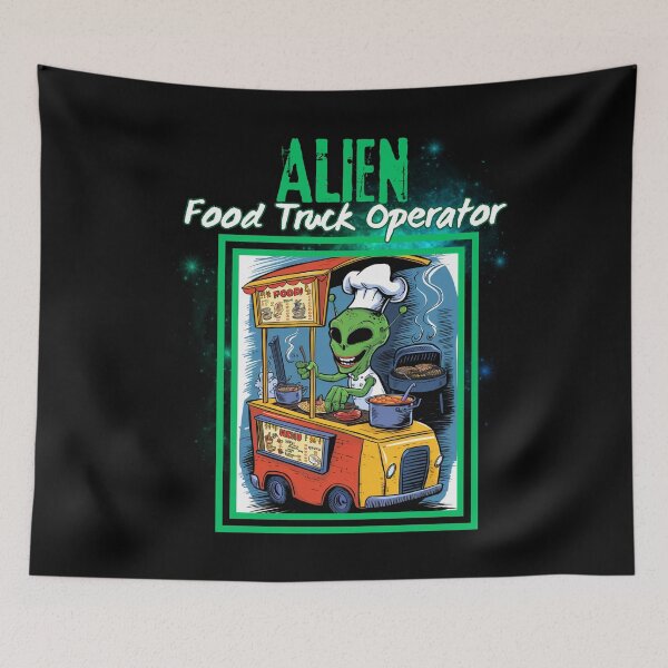 Item preview, Alien Food Truck Operator Chef Hat Cooking Cartoon designed and sold by Hananiah Merch.