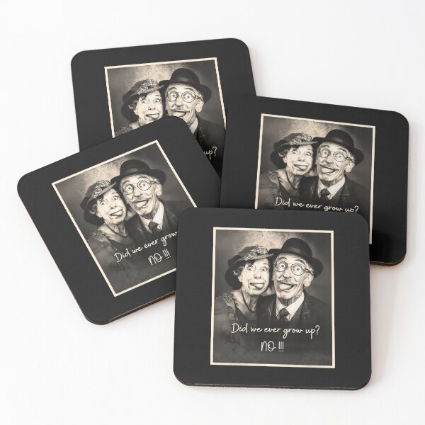 Item preview, Did we ever grow up? No!!! The funny couple, vintage black and white photo effect graphics designed and sold by silent-violin.