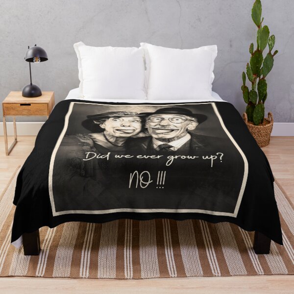 Item preview, Did we ever grow up? No!!! The funny couple, vintage black and white photo effect graphics designed and sold by silent-violin.