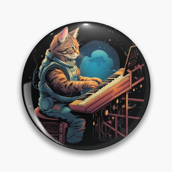 Item preview, A cat playing a synthesizer in space designed and sold by TeeTemptation.