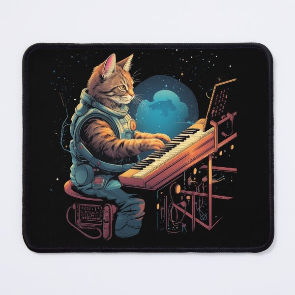 Item preview, A cat playing a synthesizer in space designed and sold by TeeTemptation.