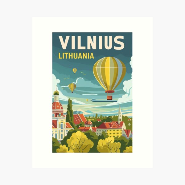 Item preview, A Vintage Travel Art of Vilnius - Lithuania  designed and sold by GoodOldVintage.