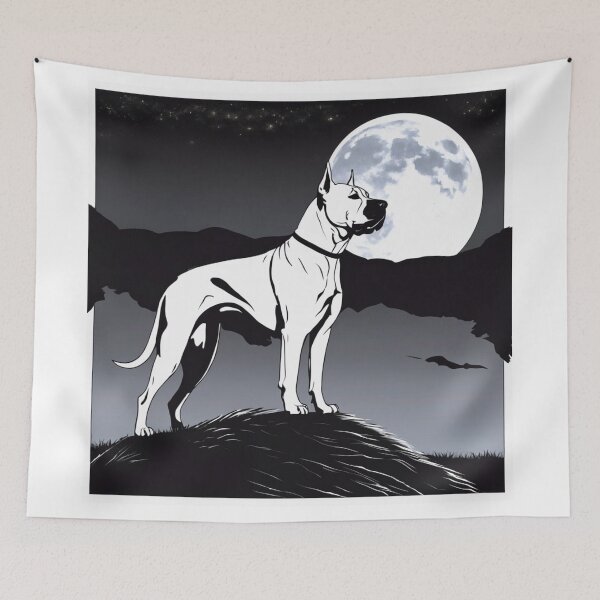 Item preview, Dogo Argentino Vigilant Watchdog Silhouetted Against the Moonlit Night designed and sold by andrew758.